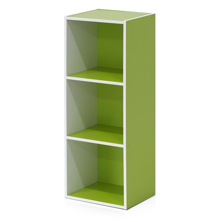 HIGHKEY 11003WH-GR Pasir 3-Tier Open Shelf Bookcase White & Green LR369986